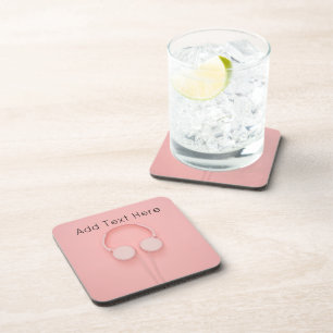 Pink Headphones with Wires Coaster
