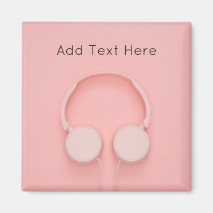 Pink Headphones with Wires Magnet
