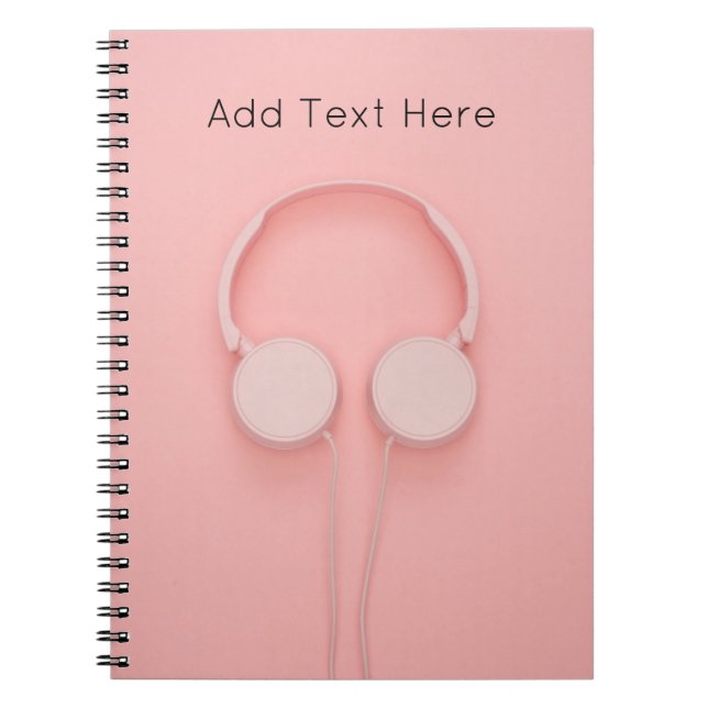 Pink Headphones with Wires Notebook (Front)