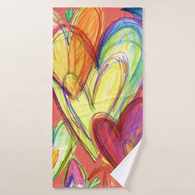 Pink Healing Hearts Art Towel (Bath Towel)