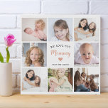 Pink Heart 8 Photo Collage Mother's Day Modern Faux Canvas Print<br><div class="desc">This 8-photo collage modern faux canva print features the heartfelt message, "We love you mummy" in elegant script typography and a simple pink heart. An ideal gift for your mum on Mother's day, Christmas or her birthday. It can be personalised with 8 family photos and your own message and names,...</div>