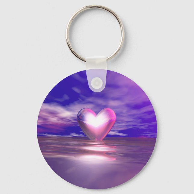 Pink Heart Afloat Key Ring (Front)