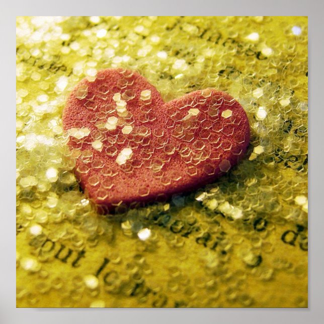 Pink Heart and Glitter Poster (Front)