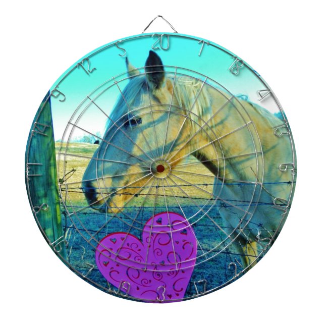 Pink Heart and Yellow Horse Dartboard (Front)