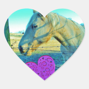 Pink Heart and Yellow Horse Heart Sticker