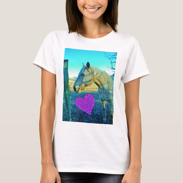 Pink Heart and Yellow Horse T-Shirt (Front)