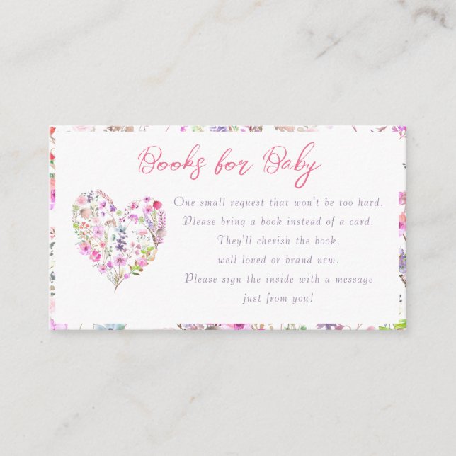 Pink Heart Baby In Bloom Books for Baby Enclosure Card (Front)