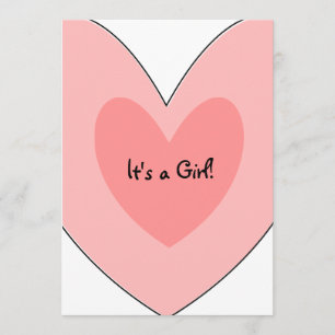 Pink Heart Baby Shower Invitation