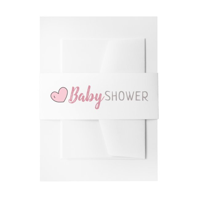 Pink Heart Baby Shower Invitation Belly Band (Front Example)