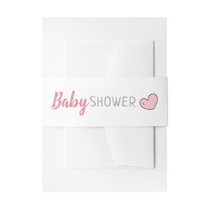 Pink Heart Baby Shower Invitation Belly Band