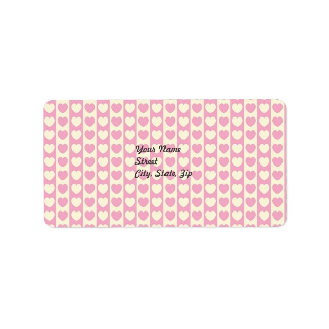Pink Heart Background Address Sticker (Front)