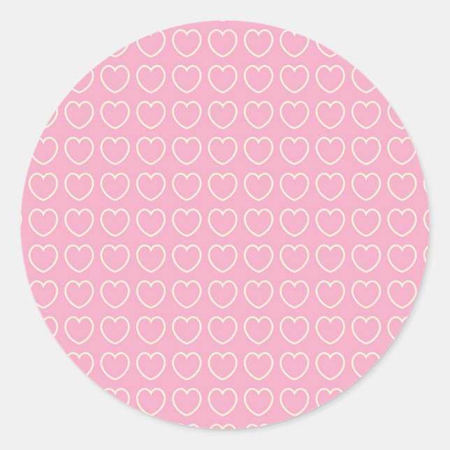 Pink Heart Background Round Sticker (Front)