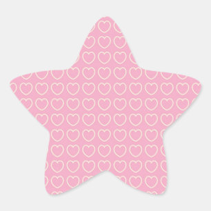 Pink Heart Background Star Sticker