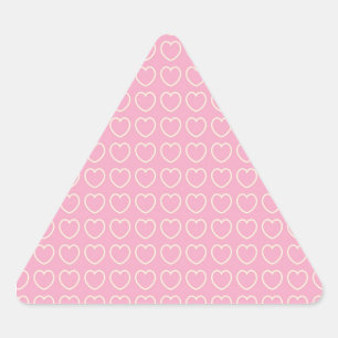 Pink Heart Background Triangle Sticker
