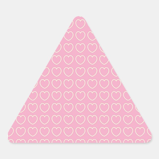 Pink Heart Background Triangle Sticker (Front)