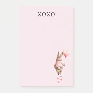 Pink Heart Balloon footsteps Bunny Post-it Notes