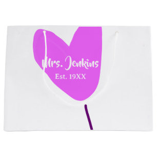 Pink heart balloon Mrs add name est. Add year love Large Gift Bag