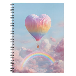 Pink Heart Balloon Rainbow Sky Notebook