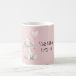 Pink Heart Balloon Some Bunny Loves You Coffee Mug