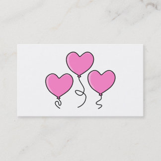 Pink Heart Balloon with Black Outline. Business Card