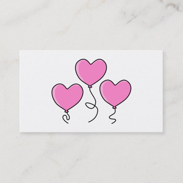 Pink Heart Balloon with Black Outline. Business Card (Front)