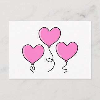 Pink Heart Balloon with Black Outline. RSVP Card