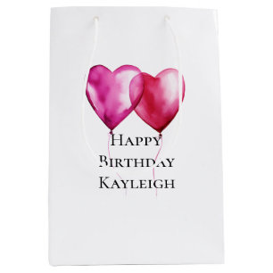 Pink Heart Balloons Birthday Medium Gift Bag