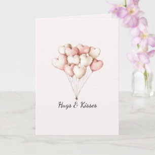 Pink Heart Balloons Valentine's Day   Card