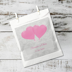 Pink Heart Balloons Wedding Favour Bag