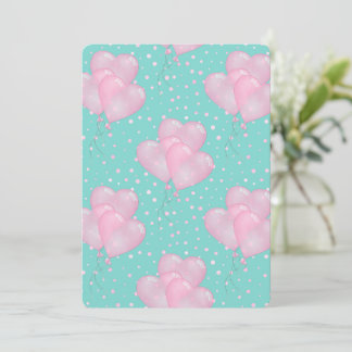 Pink Heart Baloon Invitation