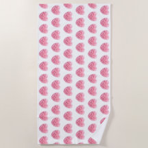 Pink Heart Beach Towel