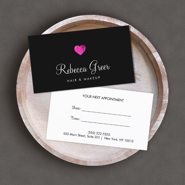 Pink Heart Beauty Salon Appointment Reminder Card (Creator Uploaded)