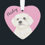 Pink Heart Bichon Bolognese Coton Havanese Maltese Ornament<br><div class="desc">I am in love with this beautifully detailed watercolor illustration of a Bichon Bolognese Coton Havanese or Maltese dog on a sweet pink heart! Personalise these pastel ornaments and make the nice list this year! For the perfect presents, pair it with a matching item from the collection for a thoughtful...</div>