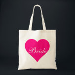 Pink Heart Bride Tote Bag<br><div class="desc">This personalised name monogram cute vintage tote bag is best gift idea for bride and bridesmaids at weddings.</div>