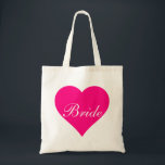 Pink Heart Bride Tote Bag<br><div class="desc">This personalised name monogram cute vintage tote bag is best gift idea for bride and bridesmaids at weddings.</div>