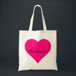 Pink Heart Bridesmaid Tote Bag<br><div class="desc">This personalised name monogram cute vintage tote bag is best gift idea for bride and bridesmaids at weddings.</div>