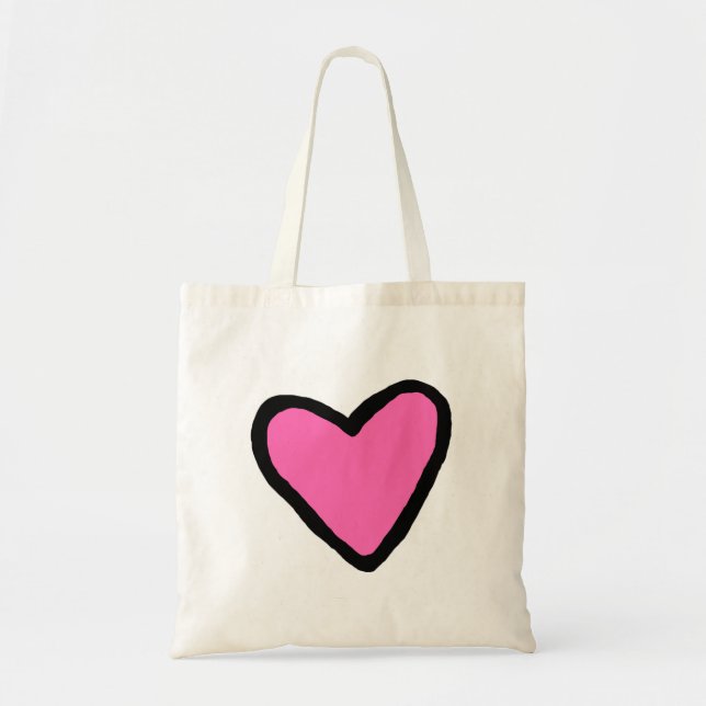 Pink Heart Budget Tote Bag (Front)