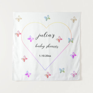 Pink Heart Butterfly girl baby shower Tapestry