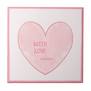 Pink Heart Ceramic Tile