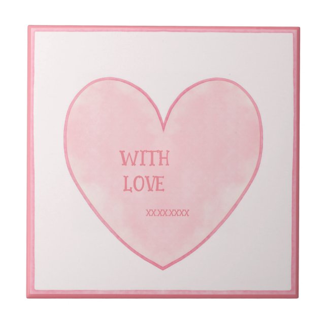 Pink Heart Ceramic Tile (Front)