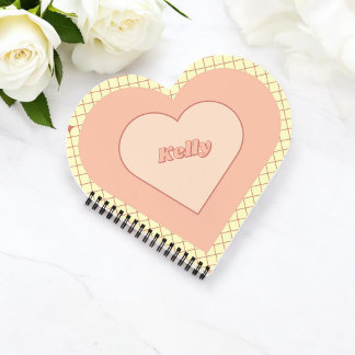 Pink Heart Chequered Pattern Valentine's Day Notebook