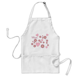 Pink Heart Chevron Flower Mum Standard Apron