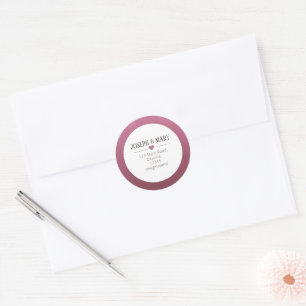 Pink Heart Christmas return address Classic Round Sticker