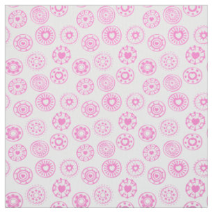 Pink Heart Circles Pretty Fabric