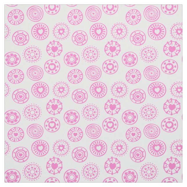 Pink Heart Circles | Pretty Fabric (Swatch)