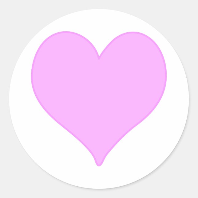 Pink Heart Classic Round Sticker (Front)