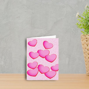 Pink Heart Cluster Dots Valentine Holiday Card