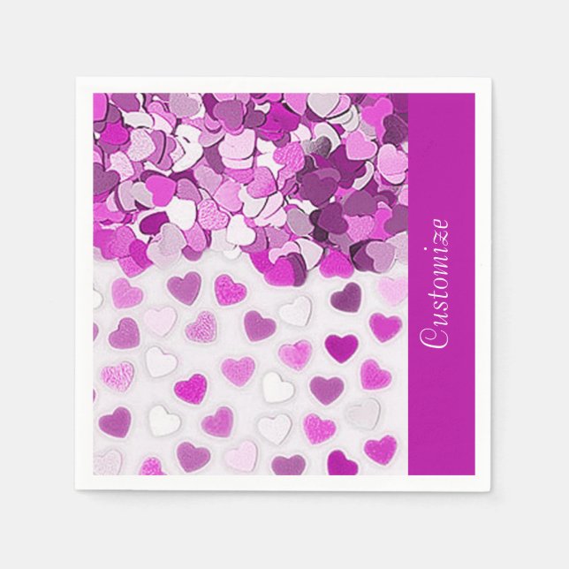 Pink Heart Confetti Napkins (Front)