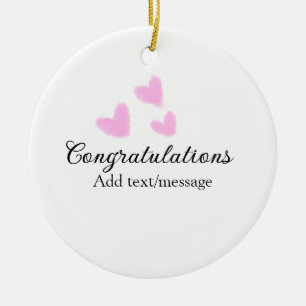 Pink heart congratulations graduation watercolor a ceramic ornament