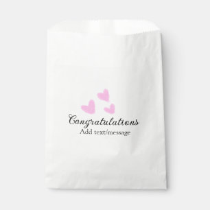Pink heart congratulations graduation watercolor a favour bag